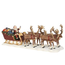 Figurine père Noël traineau de rennes 6.5x21-H8 couleur mixed