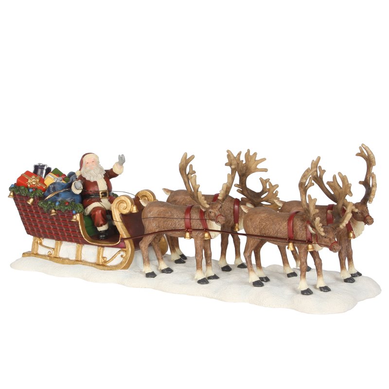 Figurine père Noël traineau de rennes 6.5x21-H8 couleur mixed