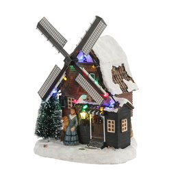Village maison avec moulin pile 11.5x15-H21 multicolore