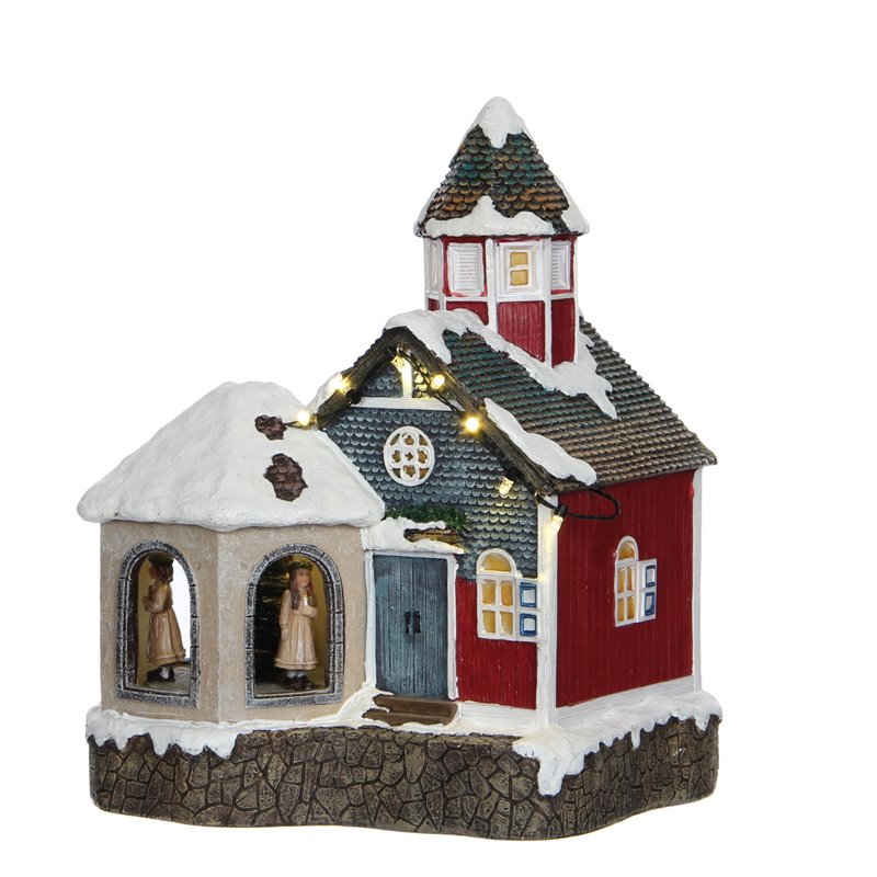 Scène église Saint Lucia pile 16x19.5-H23.5 multicolore