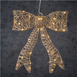 Deco noeud 50LED pile 6x40-H40 champagne