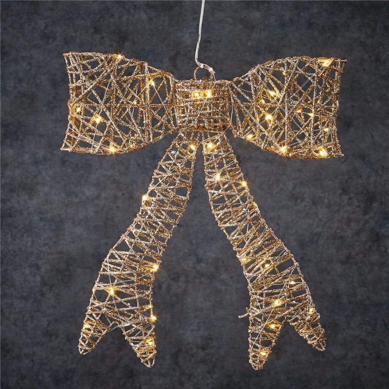 Deco noeud 50LED pile 6x40-H40 champagne