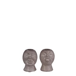 Bougeoir visage 6.5x6.5-H8.5 2ass marron