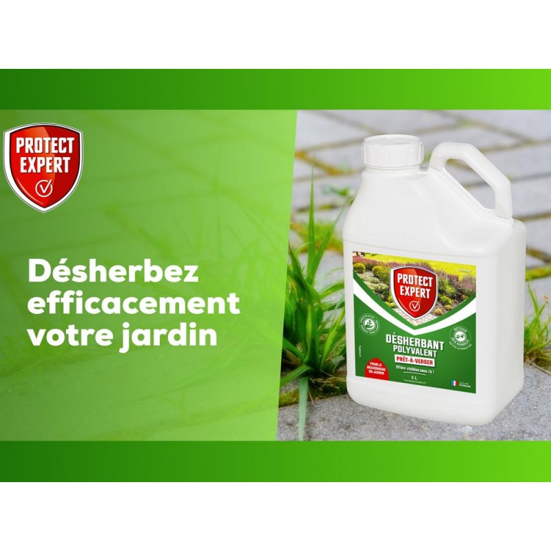 PROTECT EXPERT Désherbant polyvalent Pour le désherbage du jardin Bidon 5L Prêtàverser