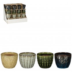 Cache-Pot Relief Bleu/Beige...