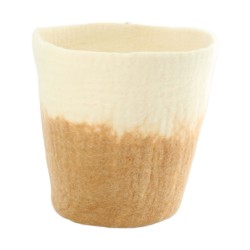 Cache-Pot Beige En Laine...