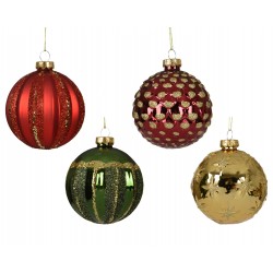 Boule décorée rouge/vert Ø8...