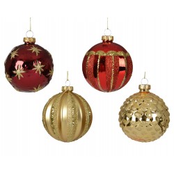 Boule décorée rouge/or Ø8 -...