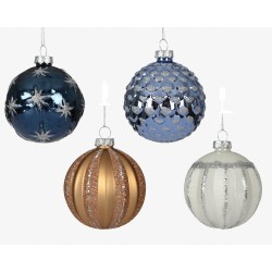 Boule décorée bleu Ø8 -...