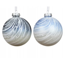 Boule feuille/neige bleu Ø8...