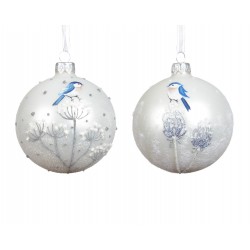 Boule fleur/oiseau bleu Ø8...