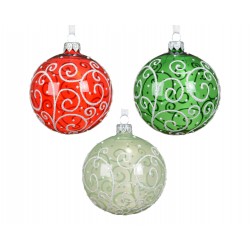 Boule torsade rouge/vert Ø8...